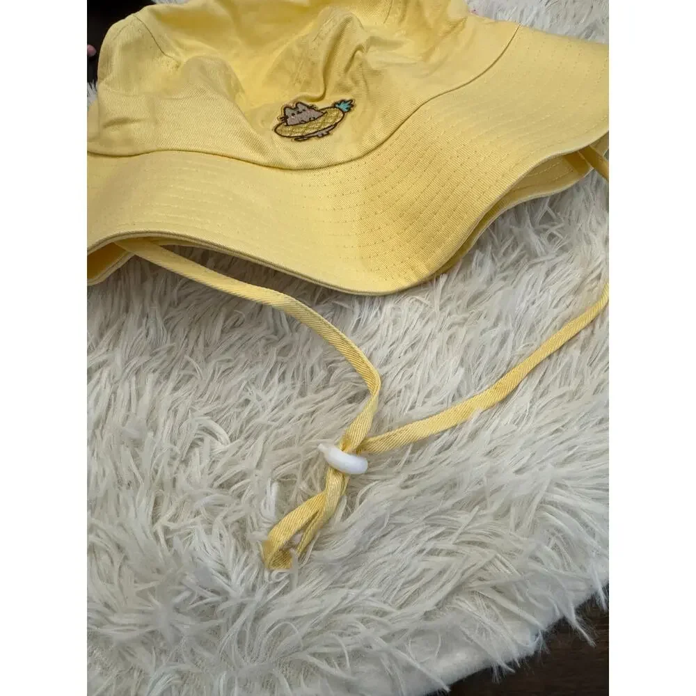 Pusheen yellow bucket hat adjustable strap embroidered design limited edition